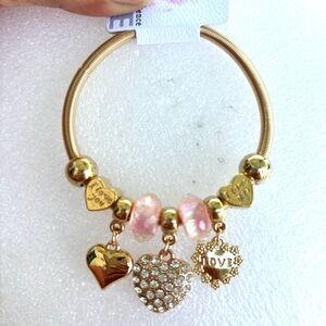 Gold and Pink Heart Charm Bracelet NWT